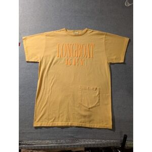 Vintage Longboat Key T Shirt USA Single Stitch One Size Fits L XL Yellow Pocket